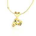 Detail of 18k gold heart clasp and letter P pendant with colorful zircon stones - Letter P Style