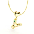 Macro detail of 18k gold plated heart pendant with colorful zircon letter Y on snake chain - Letter Y Style