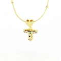 Detailed close-up of 18k gold plated heart pendant with colorful zircon letter T charms - Letter T Style