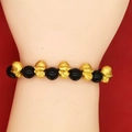 2025 Year of the Snake beaded bracelet with gold zodiac charms and black obsidian stones - Black Obsidian Snake Style (A2)