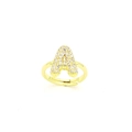 Verstellbarer goldener Ring mit Buchstaben A und funkelnden Zirkonia-Steinen - Einstellbar Offen / Buchstabe A