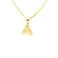 Collier doré avec pendentif lettre A orné de pierres de zircon scintillantes - Lettre A