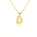 Collier avec pendentif lettre B dorée et zircons sur chaîne à mailles vagues - Lettre B