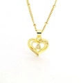 18k gold plated brass heart necklace with letter A pendant and sparkling cubic zirconia - English Letter A(A)