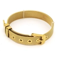 Detail of gold plated mesh watch band showing weave texture and needle buckle closure - 01# Gold Mesh Band