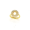 Makroansicht des verstellbaren vergoldeten Rings mit Zirkonia-Pavé im Bubble-Design - Einstellbar Offen / Buchstabe O