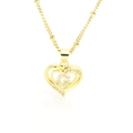 Close-up of heart-shaped 18k gold plated pendant necklace with zircon letter G detail - English Letter G(G)