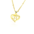 18k gold plated brass heart necklace featuring a crystal-studded letter H pendant - English Letter H(H)