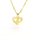 Close-up of golden heart pendant featuring a sparkling diamond-set letter K in 18k brass - English Letter K(K)