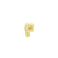 Detailed view of a gold-plated letter F pendant encrusted with sparkling white zircons - F-Gold Letter