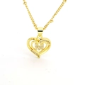 Detail of 18k gold-plated heart necklace with sparkling M letter pendant and dainty chain - English Letter M(M)