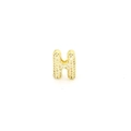 Macro shot of gold-plated letter H charm with micro-pave white zircon stones - H-Gold Letter