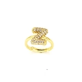 Detailansicht eines verstellbaren goldenen Rings mit Z-Buchstabe und Zirkonia-Besatz - Einstellbar Offen / Buchstabe Z