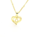 Macro detail of 18k gold plated heart pendant with sparkling crystals and fine chain link - English Letter O(O)