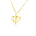 Detail of 18k gold heart pendant with letter P and micro-pave zircon settings - English Letter P(P)