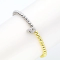 Detail of 18k gold plated beaded bracelet with micro-paved zircon letter P charm pendant - Letter P