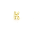 Macro shot of gold-plated letter K charm encrusted with white sparkling zircons - K-Gold Letter