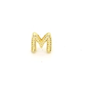 Detailed view of a gold-plated letter M pendant with micro-pave sparkling crystals - M-Gold Letter