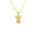 Détail du collier avec pendentif lettre T doré orné de zircons cubiques scintillants - Lettre T