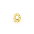 Detailed macro view of a gold-plated oval charm featuring micro-pave white zircon stones - O-Gold Letter