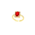 Detail eines vergoldeten Vintage-Rings mit rechteckigem rotem Stein und Halo-Fassung - Rechteckiger Roter Stein Stil (02#)