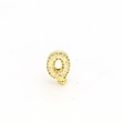 Macro detail of gold plated letter Q charm with sparkling white cubic zirconia pavé setting - Q-Gold Letter
