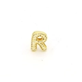 Detailed view of a gold-plated letter R charm with sparkling micro-pave cubic zirconia - R-Gold Letter