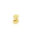 Close-up of gold-plated S-letter charm with micro-pave white zircon stones for DIY jewelry - S-Gold Letter
