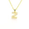 Détail du collier pendentif lettre Z doré serti de zircons rectangulaires sur une chaîne torsadée - Lettre Z