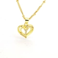 Close-up of 18k gold plated hollow heart pendant with white zircon crystals - English Letter Y(Y)