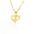 Macro view of 18k gold heart necklace with Z letter pendant and zircon stones - English Letter Z(Z)