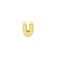 Close-up of gold-plated letter U pendant with sparkling pavé cubic zirconia inlay - U-Gold Letter