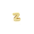 Macro view of gold-plated Z letter charm with inlaid white cubic zirconia stones - Z-Gold Letter