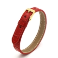 Red embossed crocodile leather DIY bracelet with elegant gold buckle and stitching - 06# Red Crocodile Pattern Leather Band