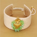 Bracelet bohème tissé à la main avec breloque cœur doré et petites perles colorées - Style de Perles Vertes (D)