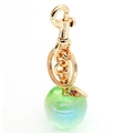 Detail of green resin apple keychain with gold leaf and sparkling colorful rhinestones - Green Transparent Style (6)