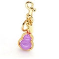 Porte-clés gourde en résine violette avec cadre en métal doré et fermoir mousqueton - Calebasse Violet Or (H2)