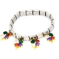 Italian modular charm bracelet in stainless steel with colorful clover zircon pendants - Silver Base Four-Color Zirconia Gold Frame Clover (C)