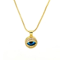 Golden Evil Eye pendant necklace with sparkling crystal halo on a minimalist chain - Gold (Style C) / 15mm