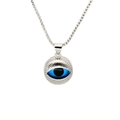 Minimalist evil eye pendant necklace in silver stainless steel with blue turkey eye charm - Silver (Style A) / 15mm
