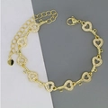 Detail of gold heart chain bracelet with white zircons and adjustable lobster clasp - Hollow Heart Style (D5)