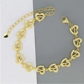 Detail of gold-plated hollow heart bracelet with white zircons and adjustable lobster clasp - Continuous Heart Style (D7)