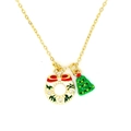 Weihnachtshalskette mit Goldkette, weißem Kranzanhänger und grünem Tannenbaumschmuck - Kranz Weihnachtsbaum-Stil (A11)