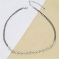 Close-up of silver-tone cuban chain necklace with thirteen sparkling airplane pendants - Airplane (AC89) / Silver