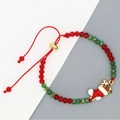 Macro shot of Christmas bead bracelet with Santa sock charm and red-green crystal beads - Red Green Christmas Sock Pendant Beaded Bracelet (04#)