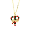 Goldene Weihnachtskette mit rot-grünem Zuckerstangen-Anhänger und Strass-Schleife - Gestreifte Zuckerstange Stil (A7)