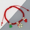 Weihnachtsperlenarmband mit Anhängern und roten facettierten Kristallperlen - Baum Kranz Handschuh Anhänger Perlenarmband (12#)