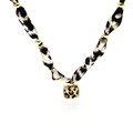 Collier géométrique imprimé léopard avec perles dorées pour un style chic de vacances - Style Pendentif Carré Léopard (B)