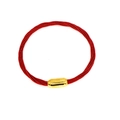 Close-up of colorful braided ethnic bracelet with gold cylindrical magnetic clasp on white background - Red (04#)