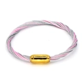 Pink and silver woven rope bracelet with a gold magnetic clasp on a white background - Pink Silver Gray (02#)